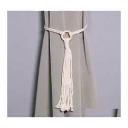 Other Home Decor Rame Curtain S Tassels Ball Handwoven Cotton Beige Straps Hanging Decoration Creative Accessories Drop Delivery Gard Otwub