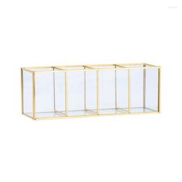 Storage Boxes Makeup Brush Box Cosmetic Organiser Cup Transparent Glass Luxury Cosmetics