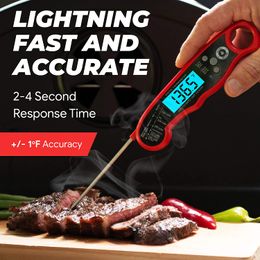Instant Read Meat Thermometer BBQ tools for Grill and Cooking Best Waterproof Ultra Fast Thermometer with Backlight & Calibration