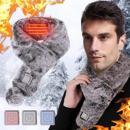 Bandanas Grey Velvet Electric Heating Scarf Three Gear Regulation USB Neck Brace Pads Womens Ski Gaiter