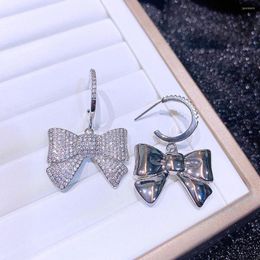 Dangle Earrings Luxury CZ Crystal Large Bowbnot Platinum Plated Cubic Zirconia Women Jewellery