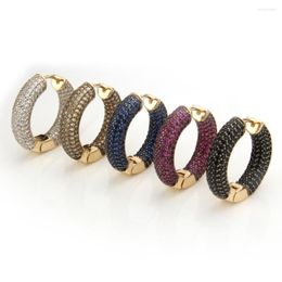 Hoop Earrings 12 Multi Color Pedra Pave Hugguie For Women Ear Jewelry Brincos Luxury Fashion Wedding Accessories Arete