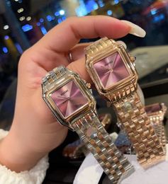 Couples Women Panthere Watch Multicolor Geometric Square Quartz Wristwatch Steel Rome Number Dial Panther Clock 27mm