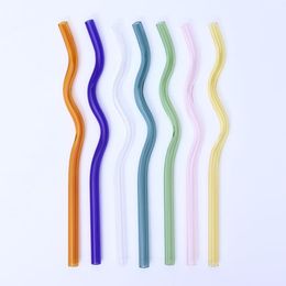 8x200mm Reusable Eco Borosilicate Glass Drinking Straws High temperature resistance Clear Coloured Bent Straight Milk Cocktail Straw FY5320