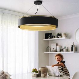 Pendant Lamps Lights 38/62cm Kitchen Fixture Restaurant Led Lamp Black White Suspension Lighting Round Hanglamp