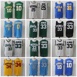 Ed NCAA Basketball Jerseys College Alcindor 33 Bird 34 Bias Johnson 25 Wade High School Shirts Rodman 10 UCLA Miller 31 Westbrook Jersey