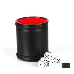 Party Favor Pu Leather Dice Cup Set Mti Color Sieve Cups Flannelette Bar Game Toy Abrasion Resistant 8 5Oj Uu Drop Delivery Home Gar Ot7Uc