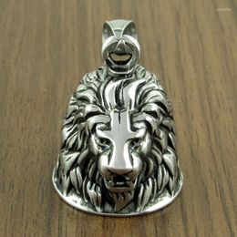 Pendant Necklaces Vintage 316L Stainless Steel Silver Colour Domineering Lion Animal Bell Both Sides Jewellery