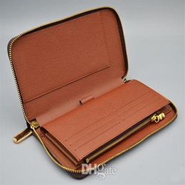 Newest Whole men classic standard travel wallet fashion leather long purse moneybag zipper pouch coin pocket note compartment 311Q