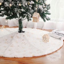 Christmas Decorations White Tree Skirt Plush Gold Beaded Embroidered Trees Carpet Merry Ornament Year Decor