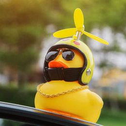 Interior Decorations Cute Duck Helmet Doll Car Decoration Center Console Side View Mirror Decoration Duck For Car Goods Auto Interior Accessories T221215