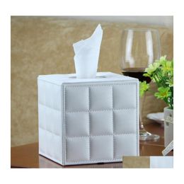 Tissue Boxes Napkins Square Household Quality Pu Leather Fashion Box Roll Paper Tube Holder High Drop Delivery Home Garden Kitchen Otcow