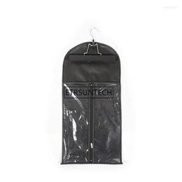Storage Bags Black Zipper Hanger Package Bag Hair Extension Suit Case Packing For Clip Weft And Ponytail