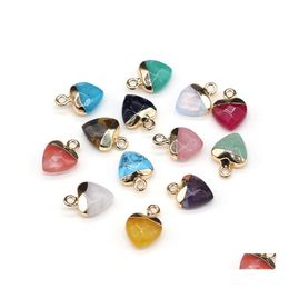 Arts And Crafts Delicate Natural Stone Charms Heart Rose Quartz Lapis Lazi Turquoise Opal Pendant Diy 10X14Mm Sports2010 Drop Delive Dhk02