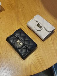 Designer ladies purse small fragrant milk waxy card bag Ringer soft leather change short driver's Licence multi-card clip