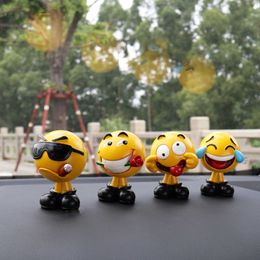 Interior Decorations Car decoration creative shaking head doll expression bag cute cartoon car personality decoration products T221215