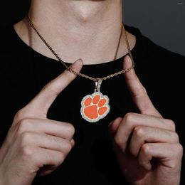 Pendant Necklaces ANIMAL FEET Product Listing Copper Micro-inlaid Zircon Geometric Shape Hip-hop Trendy Men's Necklace