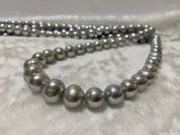 Chains 2022 Natural Grey 12-13mm Near Round South Sea Pearl Necklace Is Elegant And Intellectual With Bright Quality