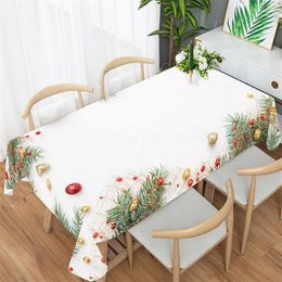 Table Cloth Christmas Bells Printing Tablecloth For Kitchen Dining Cover Waterproof Rectangular Desk Mats Year's Tablecloths