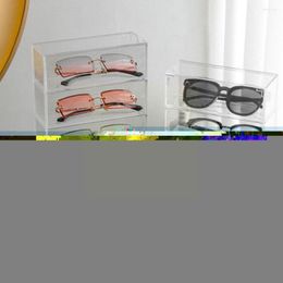 Storage Boxes 4 Layers Glasses Box Acrylic Organiser Cosmetics Holder Stackable Pen Case Drawers Makeup Display P4J1