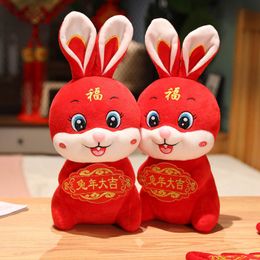 25cm-45cm Chinese Zodiac Fortuna Rabbit New Year Tang Suit Kawaii Bunny Home Decor Stuffed Toy Creative Xmas Gift For Kids