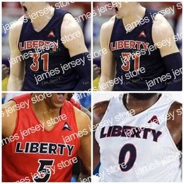 College Basketball Wears Nik1 NCAA College Liberty Flames Basketball Jersey 5 Keenan Gumbs 10 Elijah Cuffee 11 Georgie Pacheco-Ortiz 15 Zach Farquhar Custom Stitch