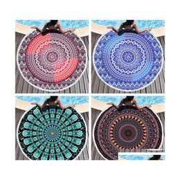 Towel Mandala Beach 150Cm Round Blanket Fabric Printed Tablecloth Bohemian Tapestry Yoga Mat Ers Drop Delivery Home Garden T Homefavor Dhmu9
