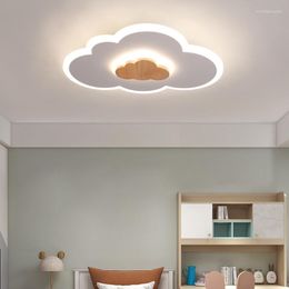 Ceiling Lights White Children's Room Led Lamp Wooden Cartoon Fashion Bedroom Simple Modern Boy Girl Princess Cloud