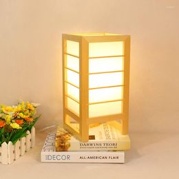 Table Lamps Japanese-style Art Deco Lamp Simple Modern Wooden Led Desk Scotch Bedroom Bedside Home Solid Wood Droplight