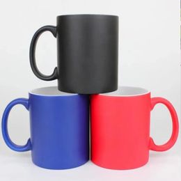 11oz Sublimation Hot Colour Change Mug Blank Coffee Ceramic Mugs Personalised heat transfer Ceramic DIY white water cup Party Gift beverage cups