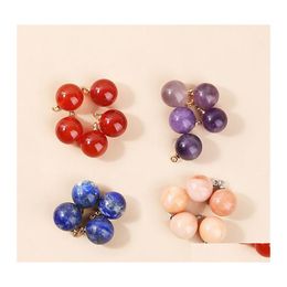 Arts And Crafts 10Mm Natural Stone Ball Ros Quartz Charms Amethyst Crystal Healing Pendant For Earrings Necklace Jewelry Making Spor Dhxga