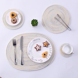 Table Mats 5PCS Durable Coasters Placemats Round Heat Resistant Drink Mat Tea Coffee Cup Pad Non-slip Insulation