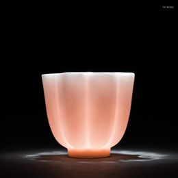 Cups Saucers Ceramic Pink Glaze Tea Cup Porcelain Simple Master Creative Water Mug Flower Shape Teacups Office Drinkware