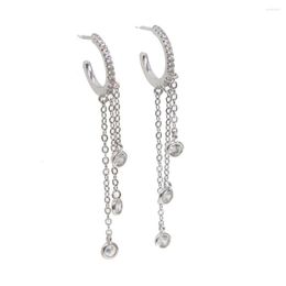 Stud Earrings 2022 Elegance Bridal Gift Jewellery Tassel Chain Cz Earring 925 Sterling Silver High Quality Fashion Trendy Ear Drop