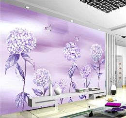 Wallpapers XUE SU Large Custom Home Decoration Wallpaper Mural Beautiful Purple Hydrangea Flower Fashion Background Wall Covering