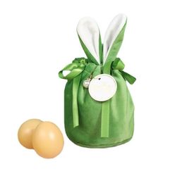 Easter Storage Bunny Bags Gift candy Baskets Drawstring Easter Basket Kids long ear rabbit Bag Party wedding decor Plush egg pouch handbag