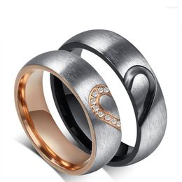 Wedding Rings 1 Piece His & Hers Love Heart Promise Set Stainless Steel Couples Engagement Bands For Men Woman