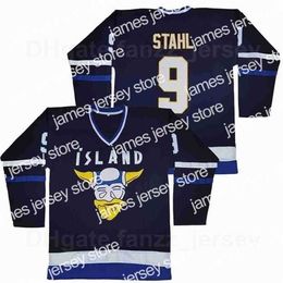 College Hockey Wears Nik1 Iceland Mighty Ducks College 9 Gunnar Stahl Jersey Men Movie Ice Hockey Team Color Away Navy Blue All Stitched University Breathable