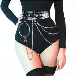 Belts Punk Gothic Faux Leather Chain Rock Harness Waist Metal Body Bondage Hollow Belt Accessories