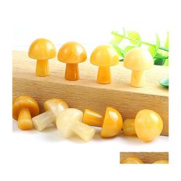 Arts And Crafts 20Mm Yellow Aventurine Mini Mushroom Plant Statue Natural Stone Carving Home Decoration Crystal Polishing Gem Sports Dhfpy