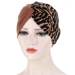 Ethnic Clothing Muslim Inner Hijab Cap Women Banadan Floral Print Turban Hat Cancer Chemo Cross Headwrap Female Hair Accessories