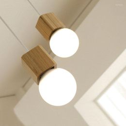 Pendant Lamps Modern Simplicity LED E27 Wood Light Nordic Creative Dining Room Chandelier Square Bedside Lamp Indoor Lighting Deco