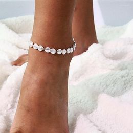 Anklets Imitation Pearl Elastic Anklet Ladies Beach Party Beads Geometric Ankle Bracelet Irregular Round Gift