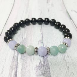 Strand MG0353 2022 Black Tourmaline Bracelet Natural A Grand Amazonite Yoga Energizing Blue Lace Agates Jewelry