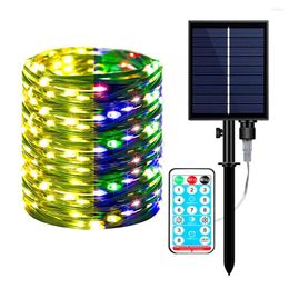 Strings 10m 20m Solar LED Double Color Leather Thread Lights String Outdoor IP65 Waterproof Fairy Garland Lamp Wedding Party Decor