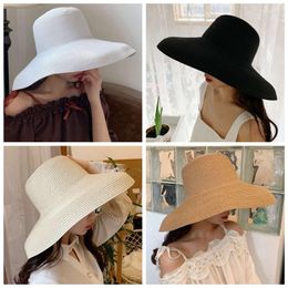 Wide Brim Hats Large Sun Hat Beach Holiday Oversize Panama Women Elegant European Straw UV Protection Hawaii Caps Headwear 2022