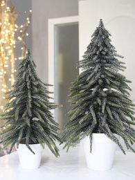 Christmas Decorations Creative White Basin Small Tree Simulation Diy Home Potted Gift Desktop Mini Ornament Decoration