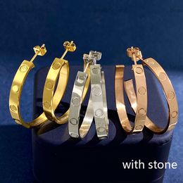 Diamond Hoop Earrings 18K Plated Rose Gold Titanium Steel Love Earring For Women Designer Jewelry Fashion Silver Hoops Men Studs With Box