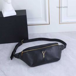 Bumbag Grained Leather Waist Bag Women Black with Gold Hardware Letters Chest Designer Purses bagsmall68