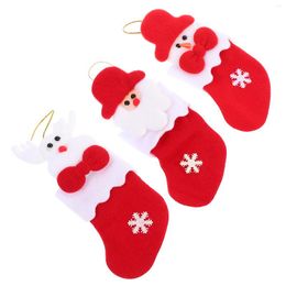 Flatware Sets 3pcs Christmas Socks Decor And Fork Bag Cartoon Pattern Cutlery